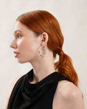 Load image into Gallery viewer, Tube Hoop Earrings in White Gold
