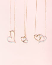 Load image into Gallery viewer, Pavé and Gold Twin Hearts Necklace
