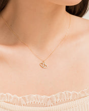 Load image into Gallery viewer, Mini Pavé and Gold Twin Hearts Necklace
