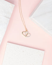 Load image into Gallery viewer, Mini Pavé and Gold Twin Hearts Necklace
